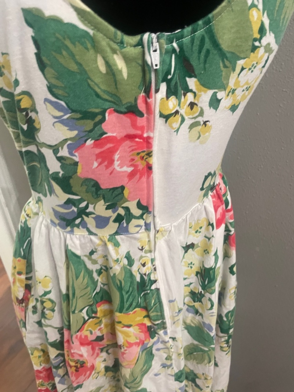 Vintage 80s EXPO Rose Print Cotton padsFit and Flare Full Dress - - Picture 4 of 10